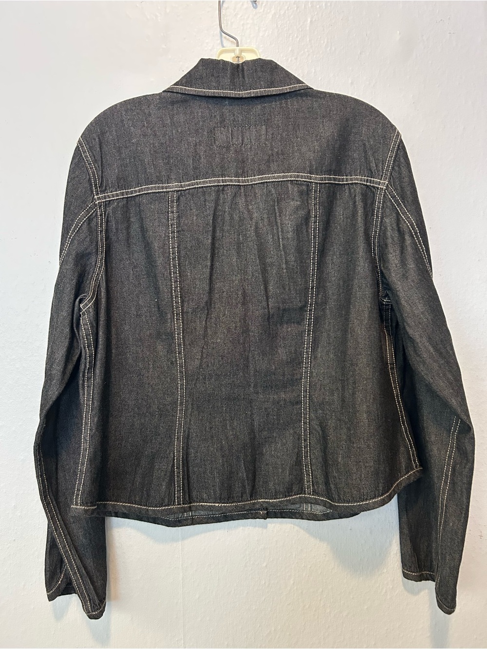 Eddie Bauer Black Denim Jacket with White Stitching - Picture 10 of 11
